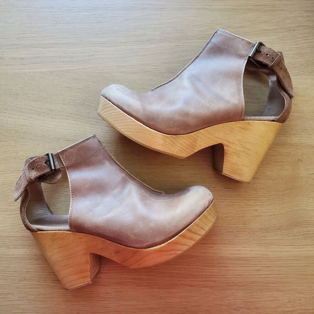 Free People Amber Orchard Brown Suede Ankle Clogs